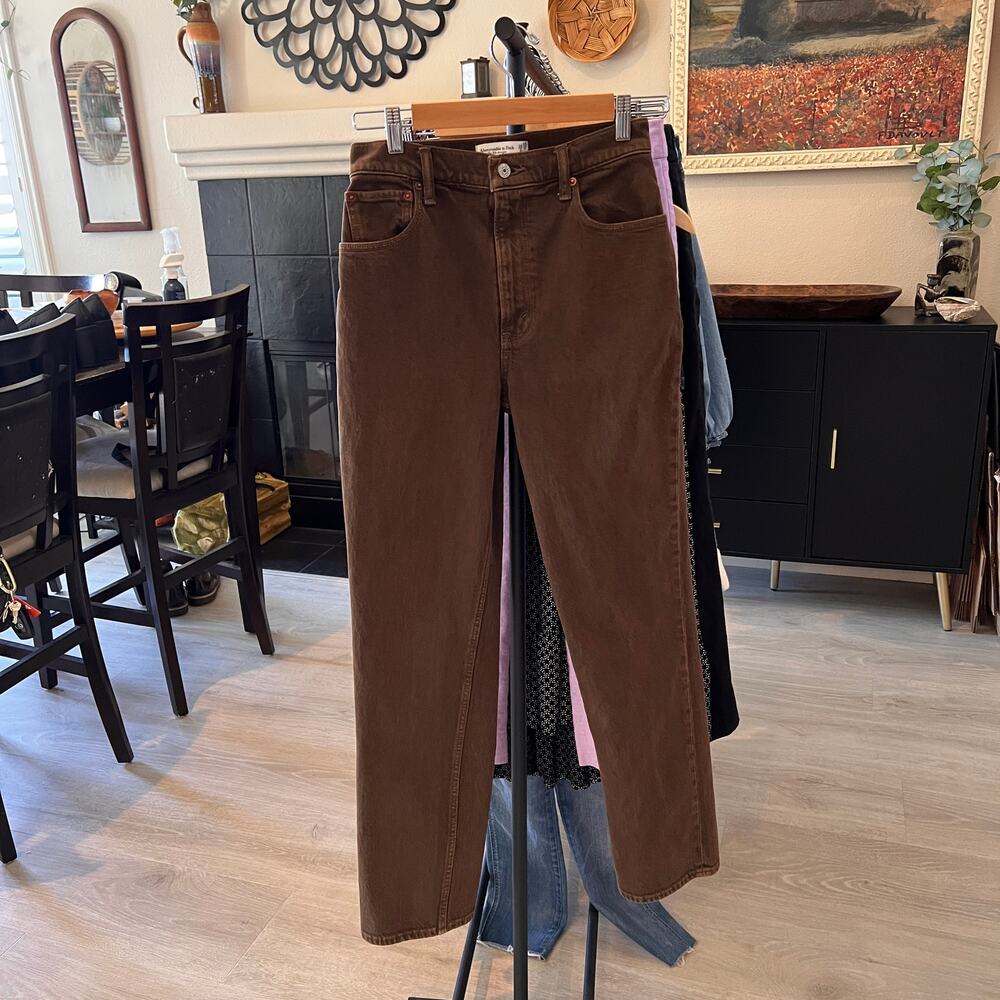 Abercrombie & Fitch Jeans Womens SZ 26/2R Brown The 90s Straight Ultra Rise - Picture 12 of 12